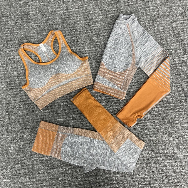 Seamless Gym Yoga Set For Women Fitness Bra Short Shirt Top Leggings Shorts Tracksuit Running Workout Sports Suit Hips Lifting