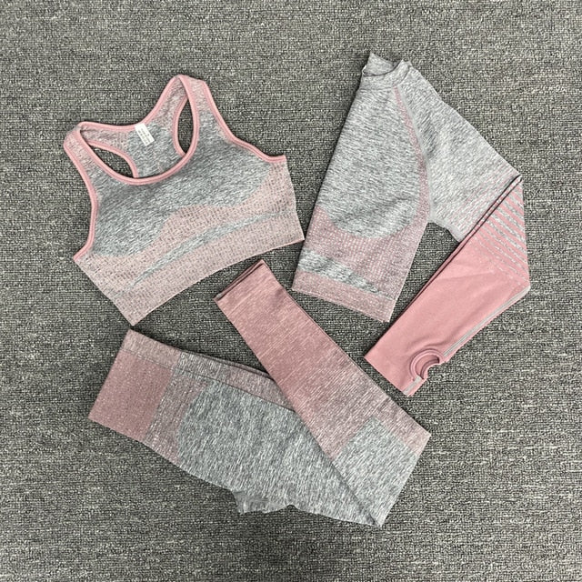 Seamless Gym Yoga Set For Women Fitness Bra Short Shirt Top Leggings Shorts Tracksuit Running Workout Sports Suit Hips Lifting