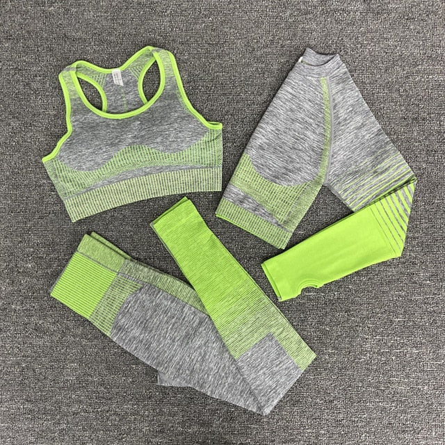 Seamless Gym Yoga Set For Women Fitness Bra Short Shirt Top Leggings Shorts Tracksuit Running Workout Sports Suit Hips Lifting