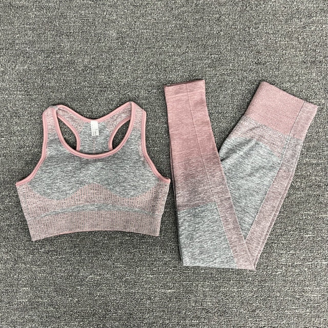 Seamless Gym Yoga Set For Women Fitness Bra Short Shirt Top Leggings Shorts Tracksuit Running Workout Sports Suit Hips Lifting