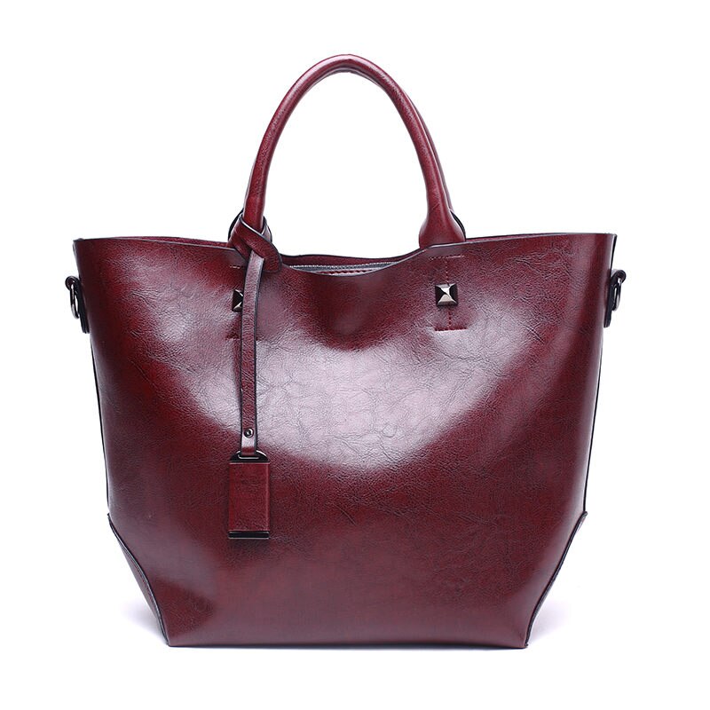 Women Wax surface PU Leather Handbag Womens Bag Designer Ladies Tote Shoulder Handbags Business Female Purse