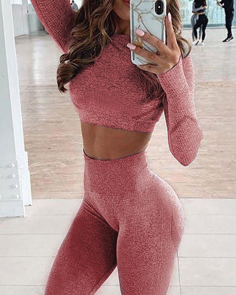 Yoga Crop Tops Yoga Shirts Gym Workout Tops Long Sleeve Fitness Running Sport T-Shirts Athletic Training Wear Women Sportswear