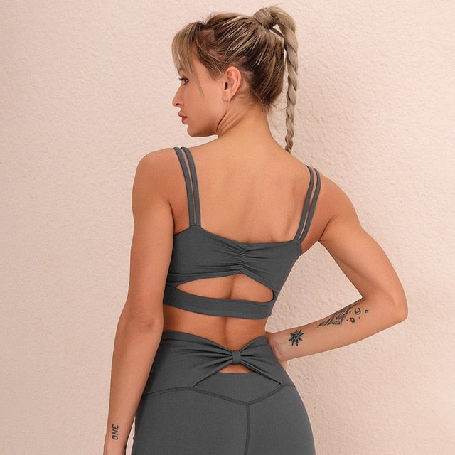 Seamless Solid Yoga Suit GYM Sporty Fitness Two Piece Set Running Sports Jogging Tracksuit Bra Top Leggings Workout Wear