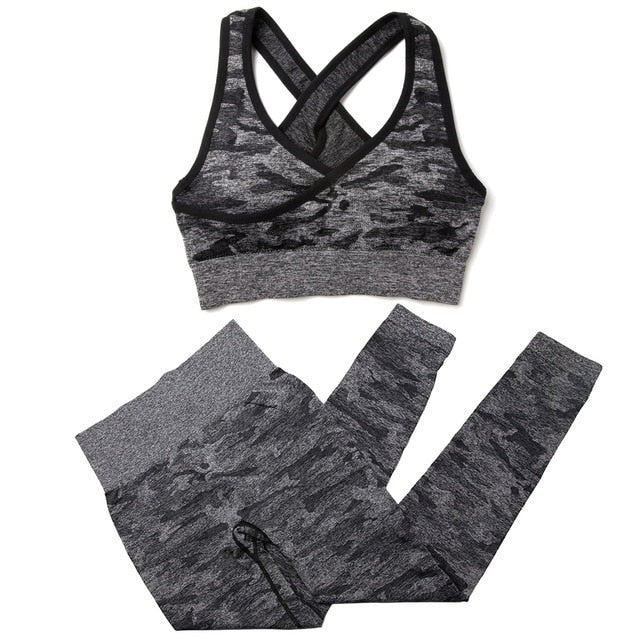 3Pcs Yoga Set Sport Suits Gym Wear Seamless Sportswear Workout Leggings Sports Bra Long Sleeves Crop Tops Fitness Clothing
