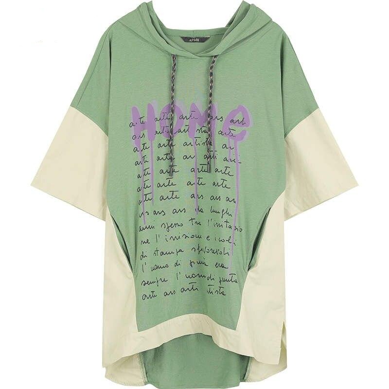 Harajuku Letter Print Casual Hoodies T-Shirts Women,Autumn Colorblock Vintage Chic Female Basic Daily Tops