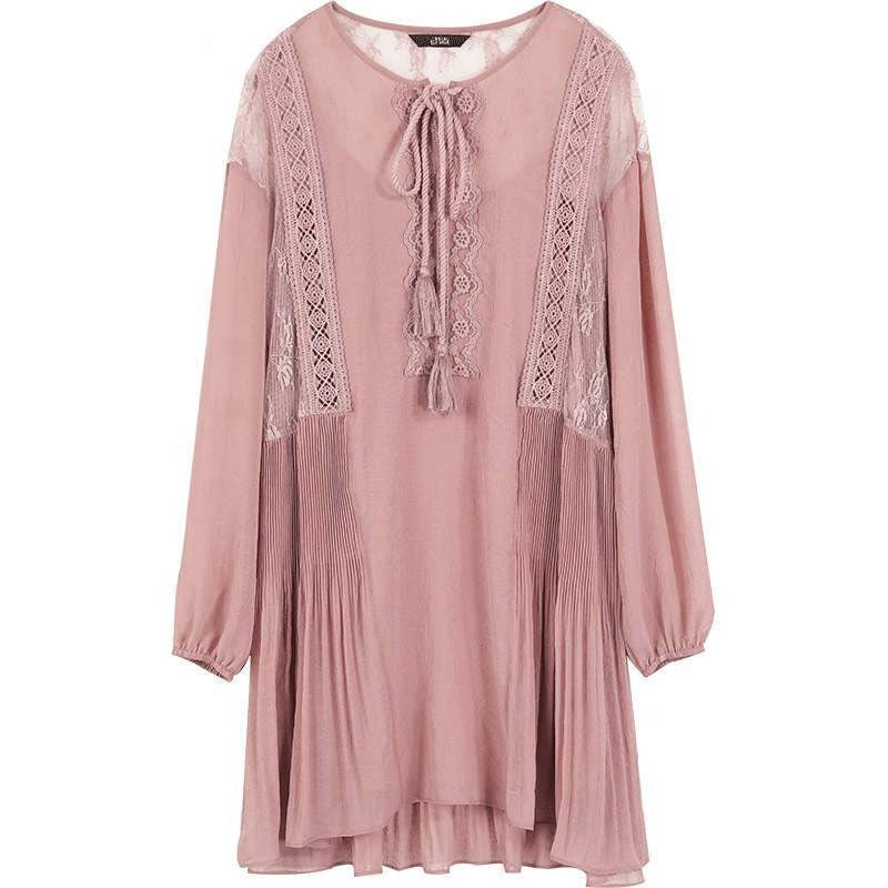 Solid Pure High Waist Casual Vintage Midi Dress Women,Autumn Stylish Full Sleeve,Drawstring Party Dresses