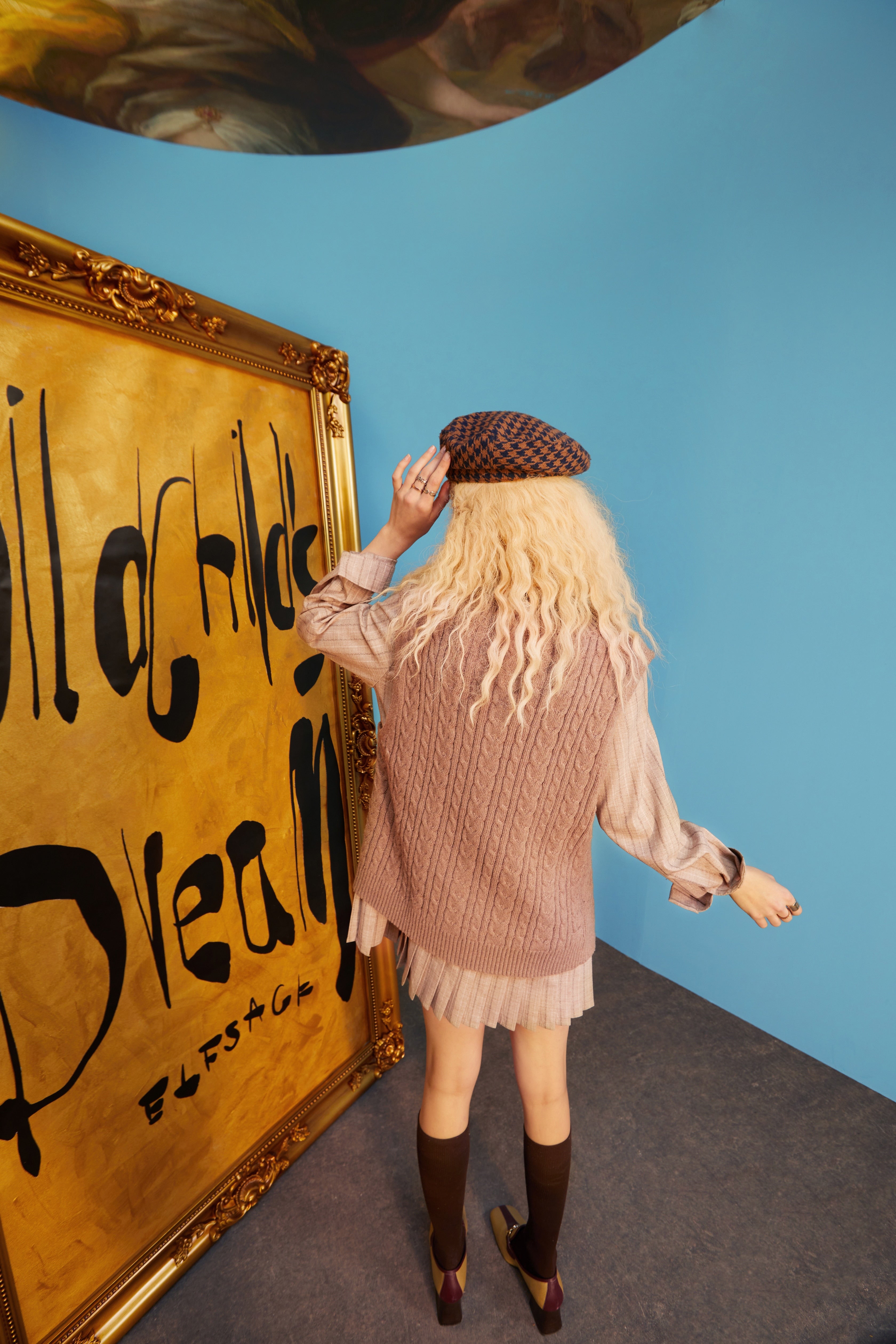 Solid Bows Front Knitted Casual Preppy Mini Dresses Women,Spring ELF Vintage High Wasit Ladies Daily 2-IN-1Dress