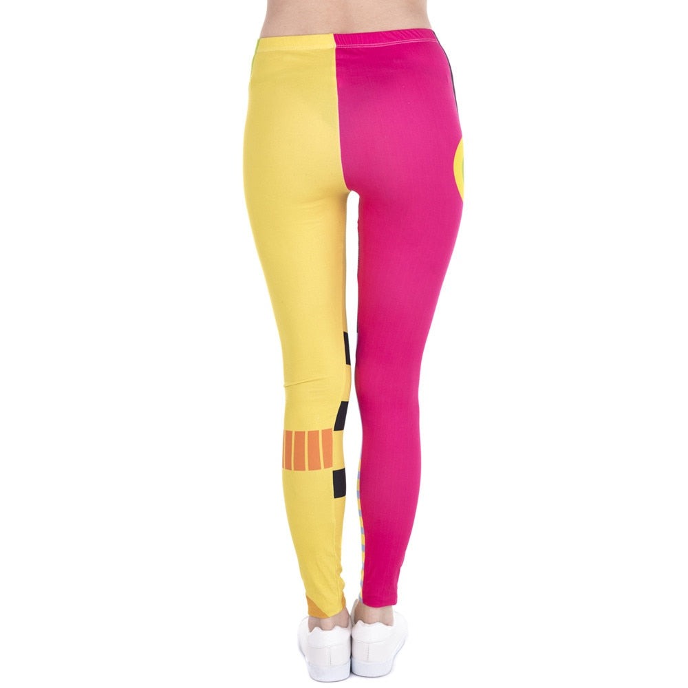 Women Leggings Simple Geometry Splicing Printing Leggins Fitness