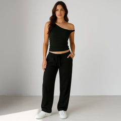 0896 - Women's One Shoulder Asymmetrical Tank